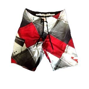 BillaBong Swim Trunks Black‎ & Red & Gray Men Size | 30